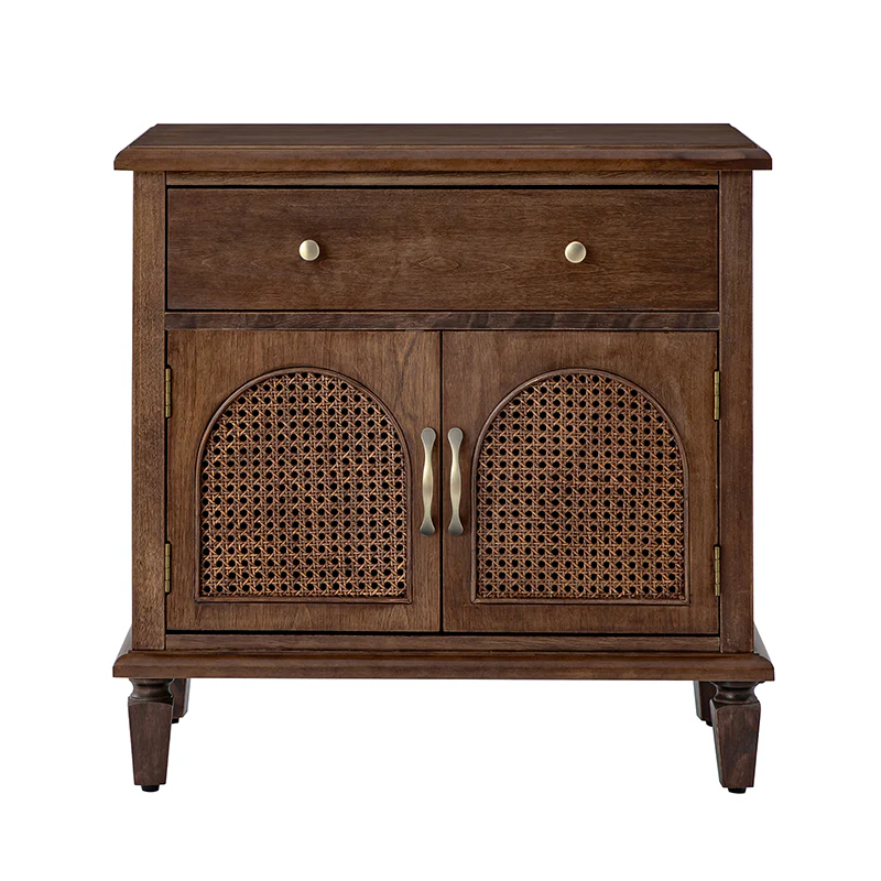 Camilo 27" Tall Arched Faux Rattan End Table With Built-In Outlets - Image 3