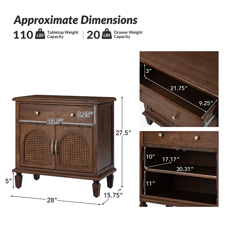 Camilo 27" Tall Arched Faux Rattan End Table With Built-In Outlets - Image 4