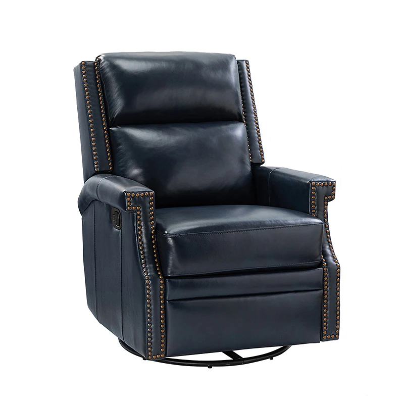 Canace Modern Genuine Leather Manual Glider Rocker Recliner - Image 16