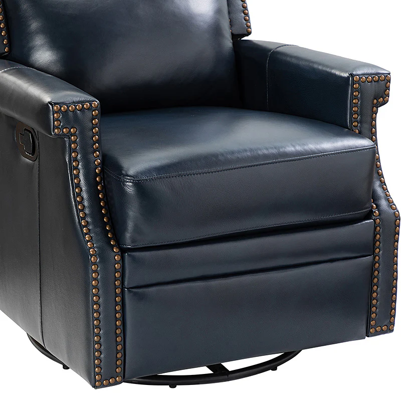 Canace Modern Genuine Leather Manual Glider Rocker Recliner - Image 17
