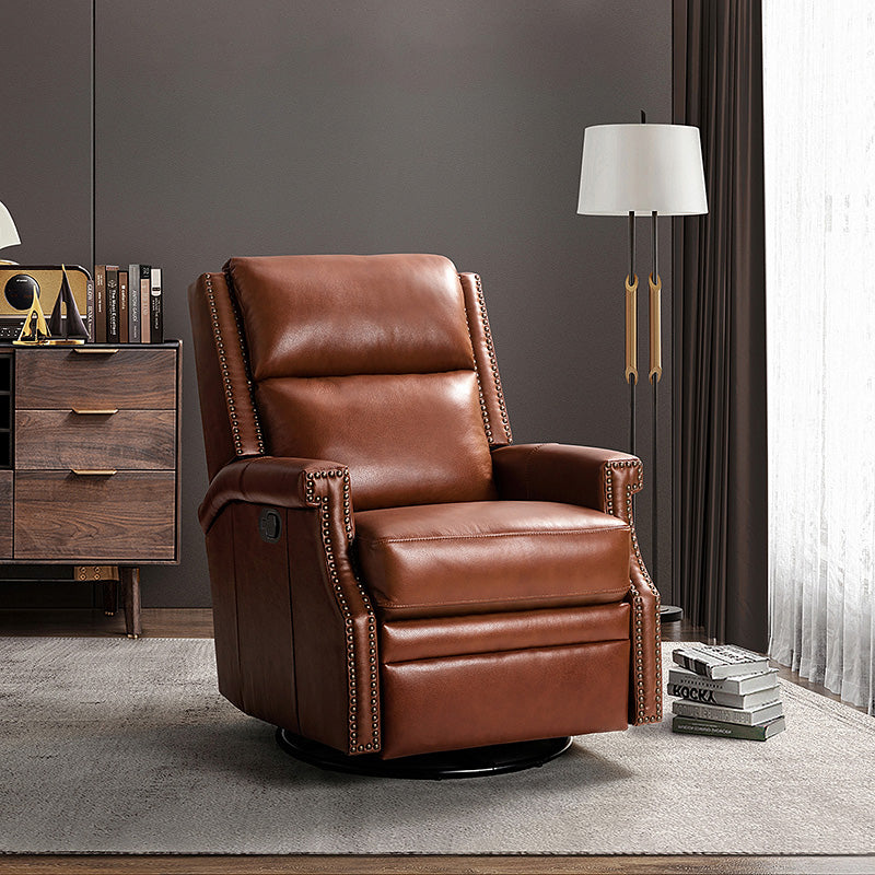 Canace Modern Genuine Leather Manual Glider Rocker Recliner - Image 30