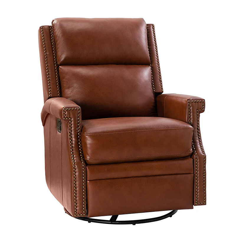 Canace Modern Genuine Leather Manual Glider Rocker Recliner - Image 34
