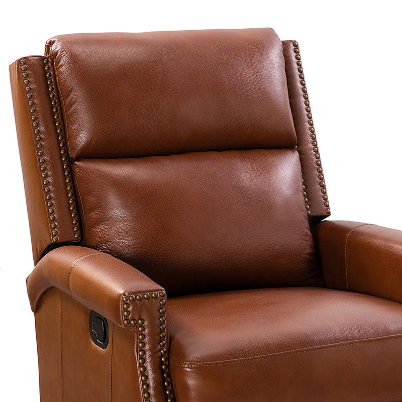 Canace Modern Genuine Leather Manual Glider Rocker Recliner - Image 35