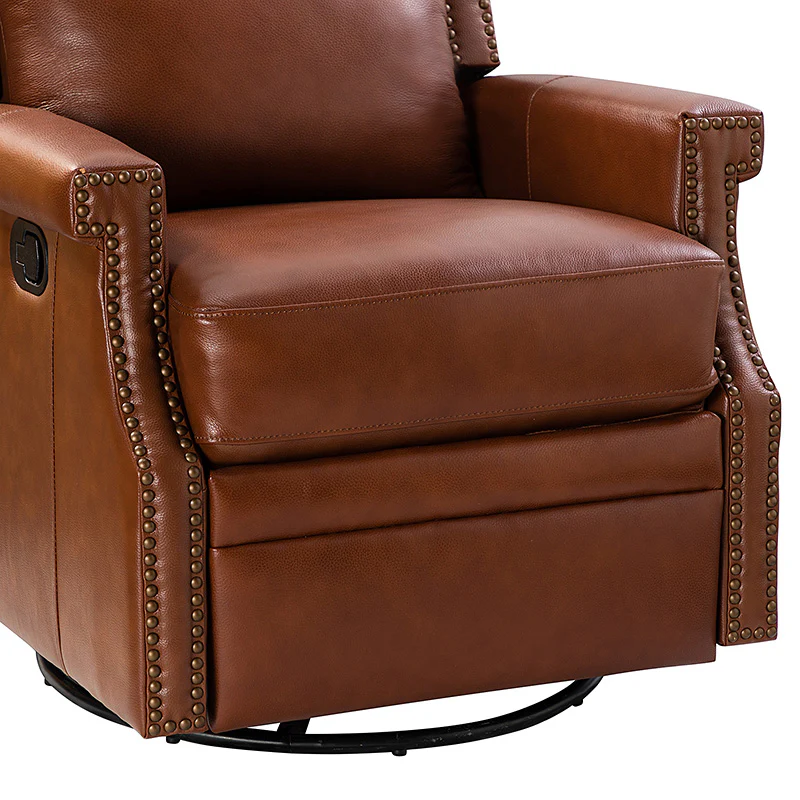 Canace Modern Genuine Leather Manual Glider Rocker Recliner - Image 36