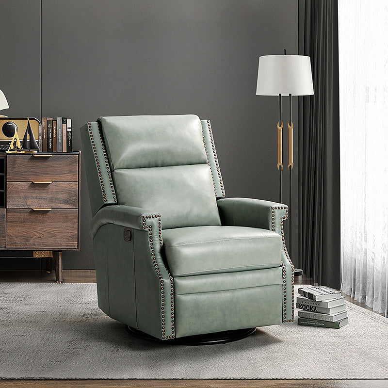 Canace Modern Genuine Leather Manual Glider Rocker Recliner - Image 39