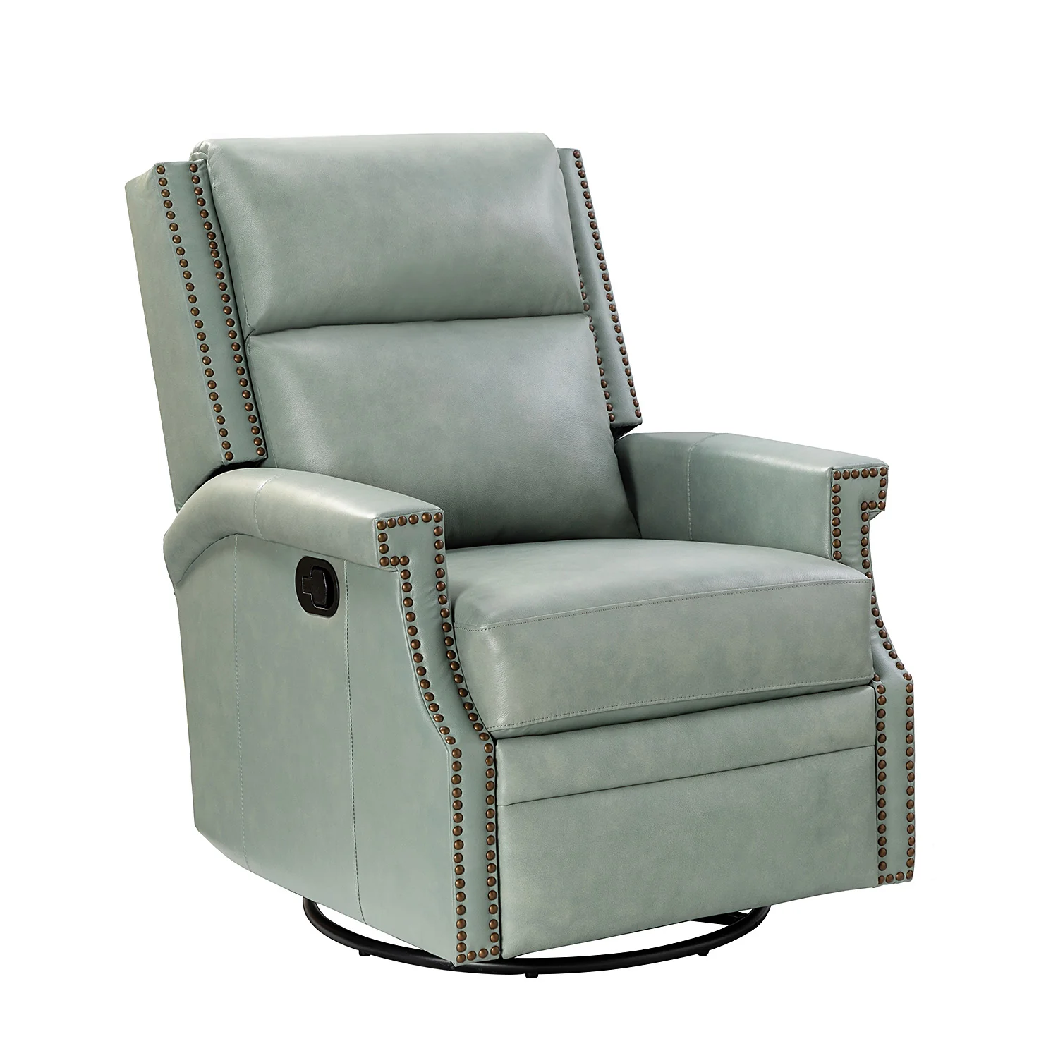 Canace Modern Genuine Leather Manual Glider Rocker Recliner - Image 42