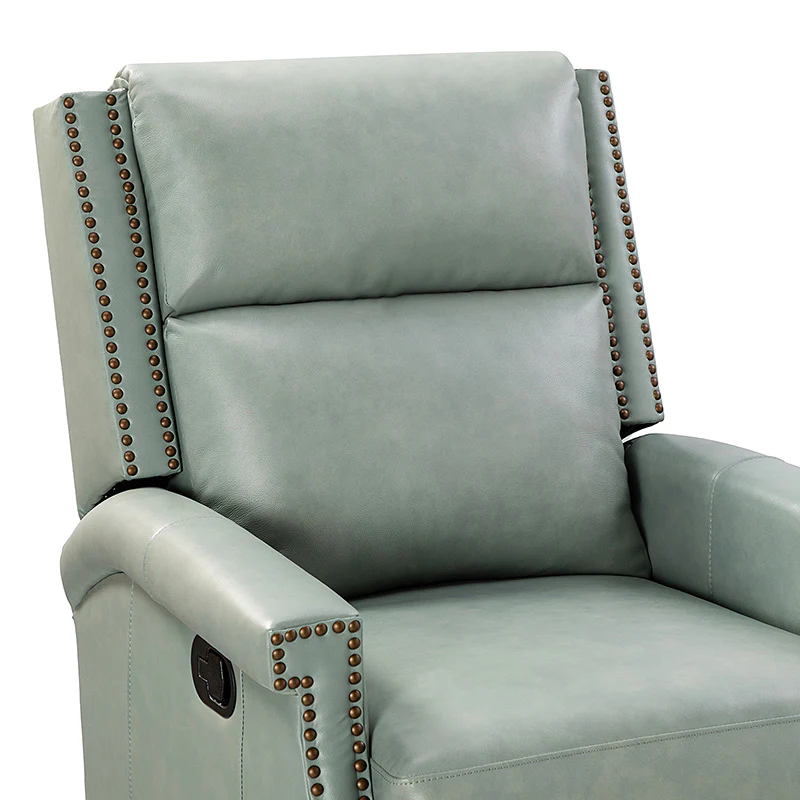 Canace Modern Genuine Leather Manual Glider Rocker Recliner - Image 44