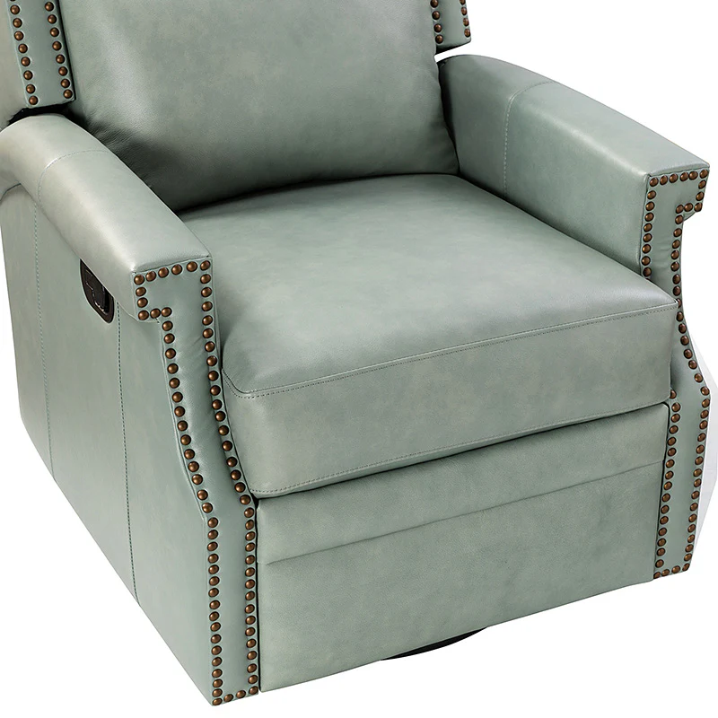 Canace Modern Genuine Leather Manual Glider Rocker Recliner - Image 45
