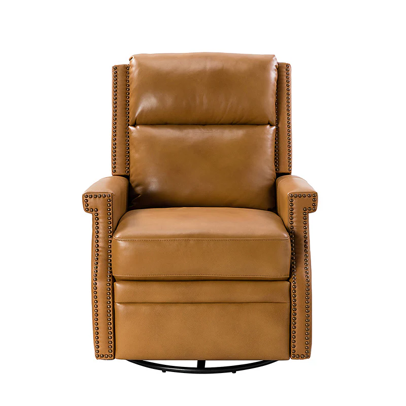 Canace Modern Genuine Leather Manual Glider Rocker Recliner - Image 5