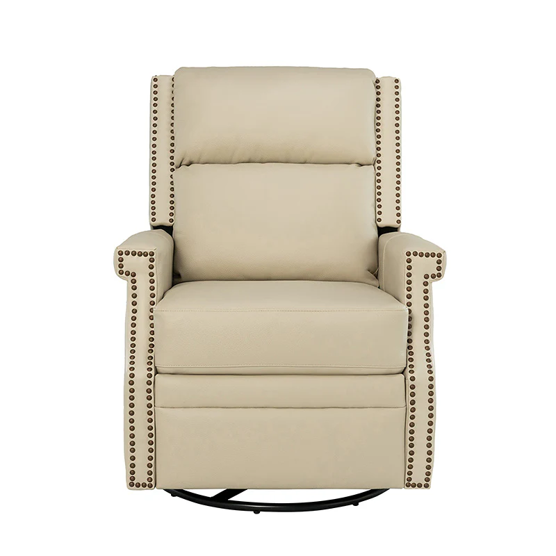 Canace Modern Genuine Leather Manual Glider Rocker Recliner - Image 50