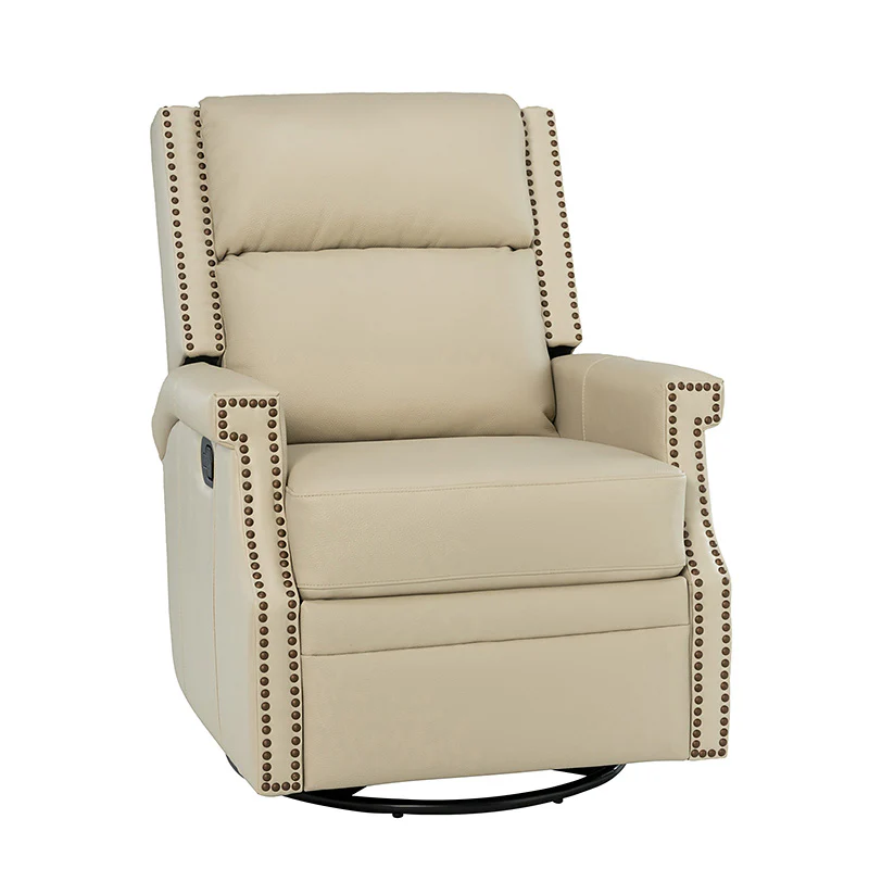 Canace Modern Genuine Leather Manual Glider Rocker Recliner - Image 51