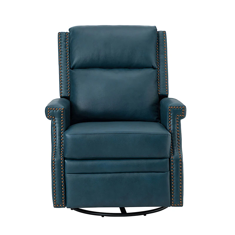 Canace Modern Genuine Leather Manual Glider Rocker Recliner - Image 59