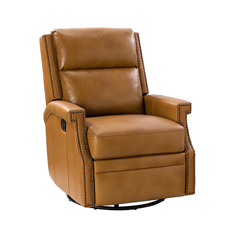 Canace Modern Genuine Leather Manual Glider Rocker Recliner - Image 6