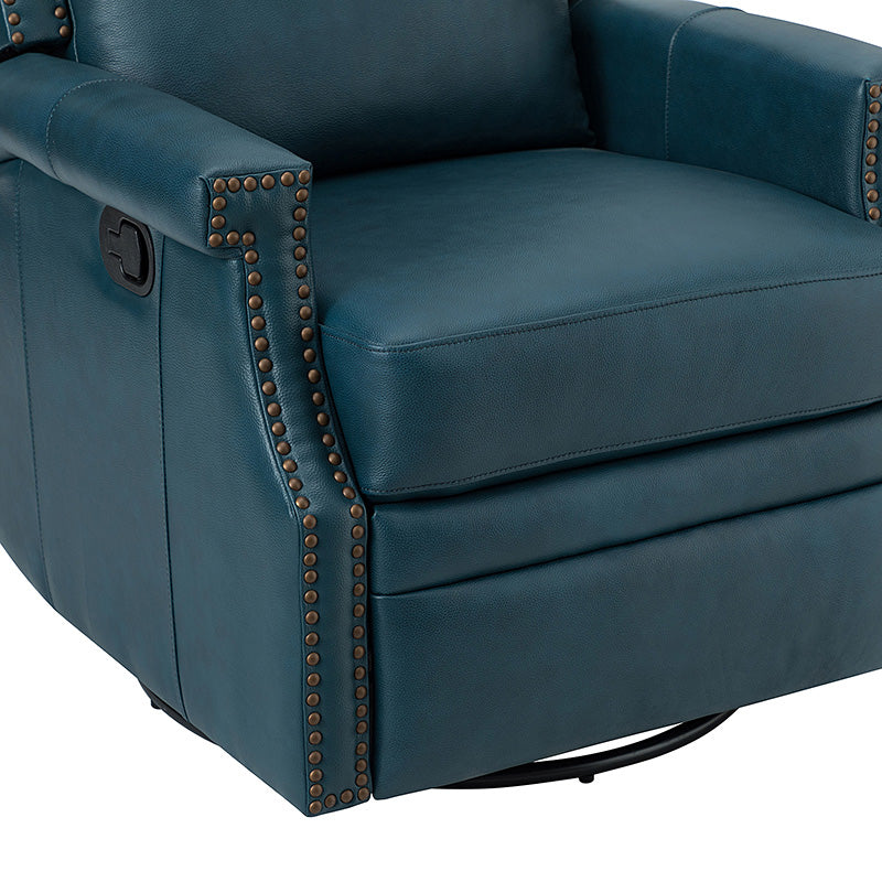 Canace Modern Genuine Leather Manual Glider Rocker Recliner - Image 62