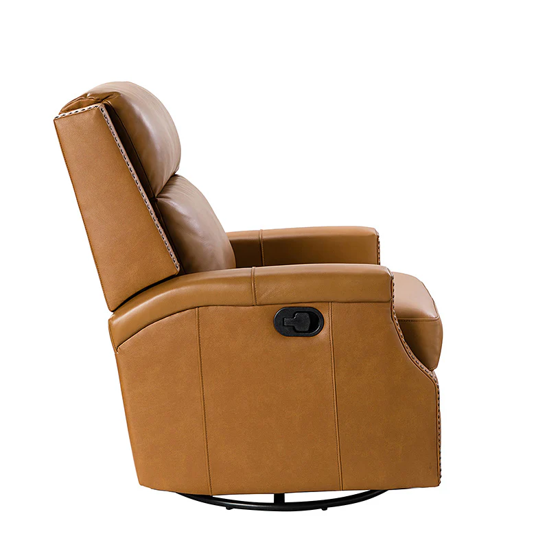 Canace Modern Genuine Leather Manual Glider Rocker Recliner - Image 7