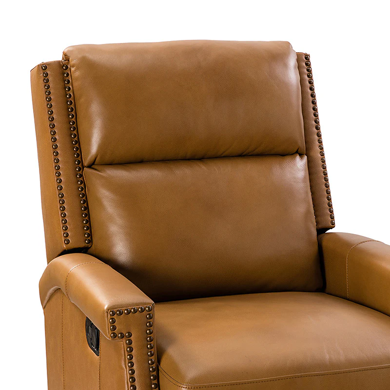 Canace Modern Genuine Leather Manual Glider Rocker Recliner - Image 8