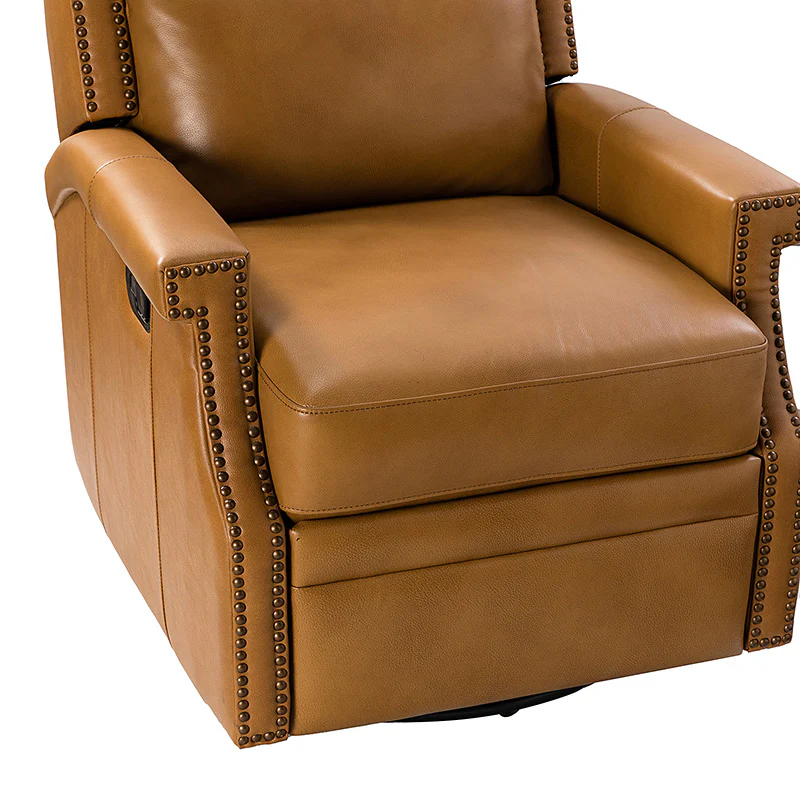 Canace Modern Genuine Leather Manual Glider Rocker Recliner - Image 9