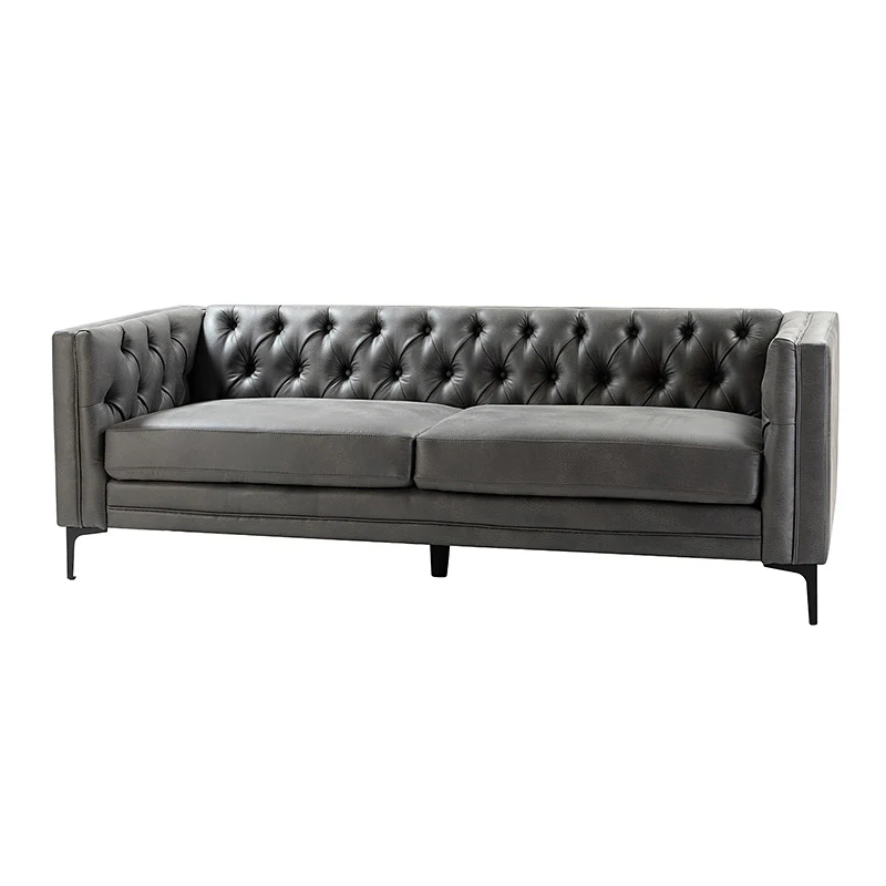 Capsa 84″ Vegan Leather Tufted Sofa – Mid-Century Glam, Durable & Breathable - Image 14