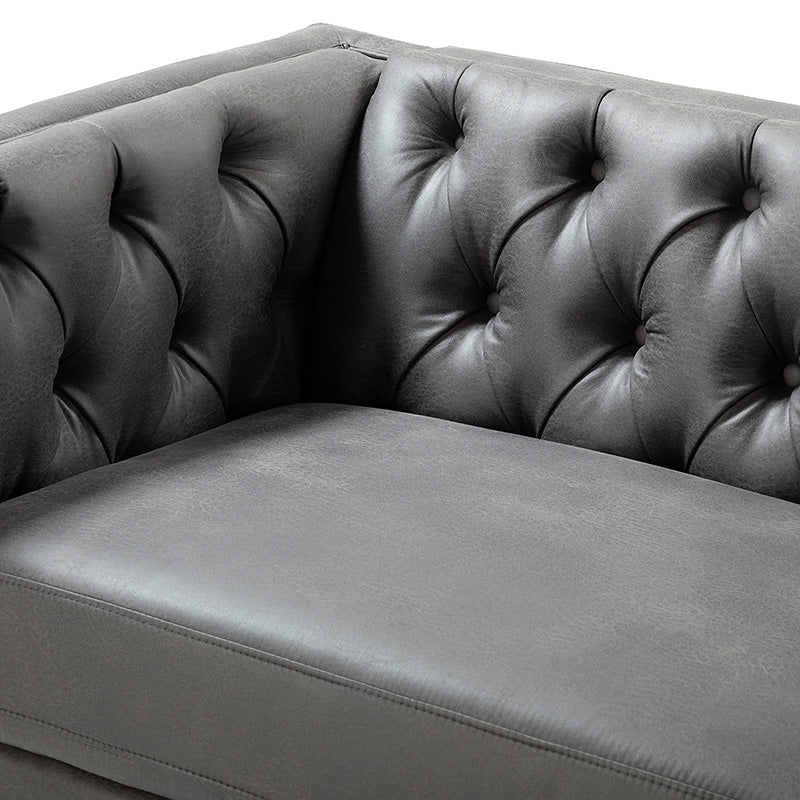 Capsa 84″ Vegan Leather Tufted Sofa – Mid-Century Glam, Durable & Breathable - Image 15