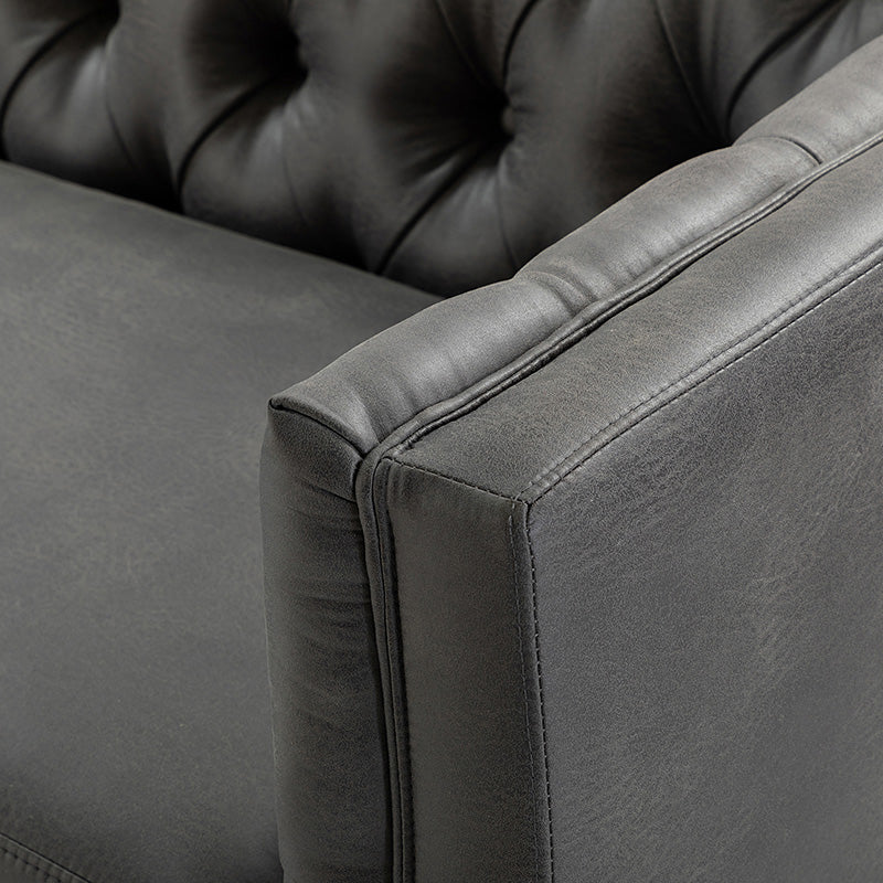 Capsa 84″ Vegan Leather Tufted Sofa – Mid-Century Glam, Durable & Breathable - Image 16