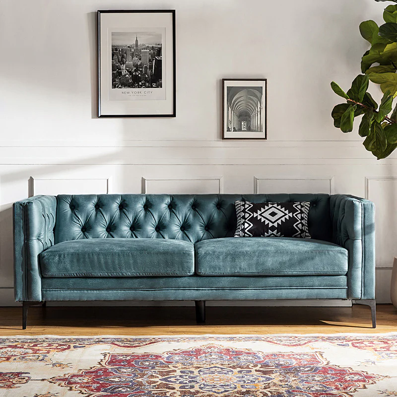 Capsa 84″ Vegan Leather Tufted Sofa – Mid-Century Glam, Durable & Breathable - Image 18