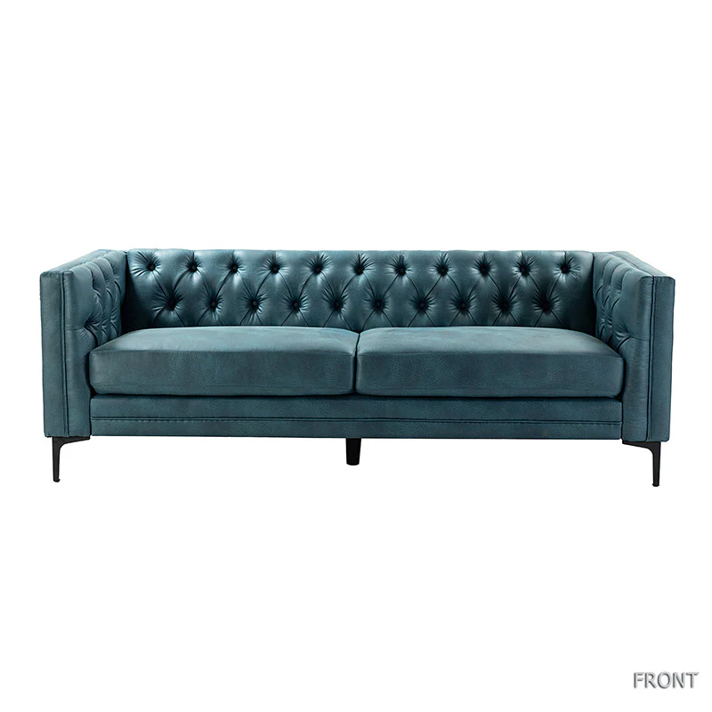 Capsa 84″ Vegan Leather Tufted Sofa – Mid-Century Glam, Durable & Breathable - Image 21
