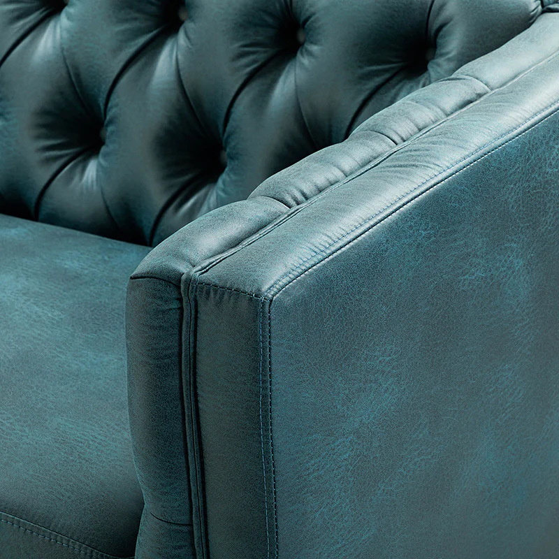 Capsa 84″ Vegan Leather Tufted Sofa – Mid-Century Glam, Durable & Breathable - Image 24