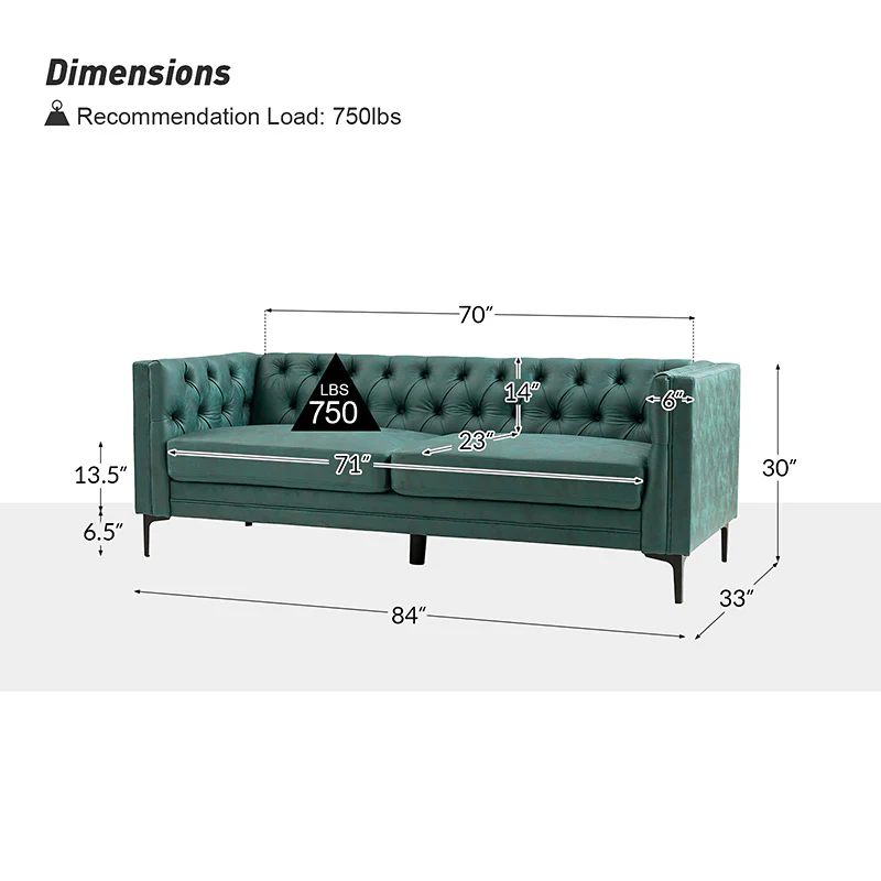 Capsa 84″ Vegan Leather Tufted Sofa – Mid-Century Glam, Durable & Breathable - Image 28