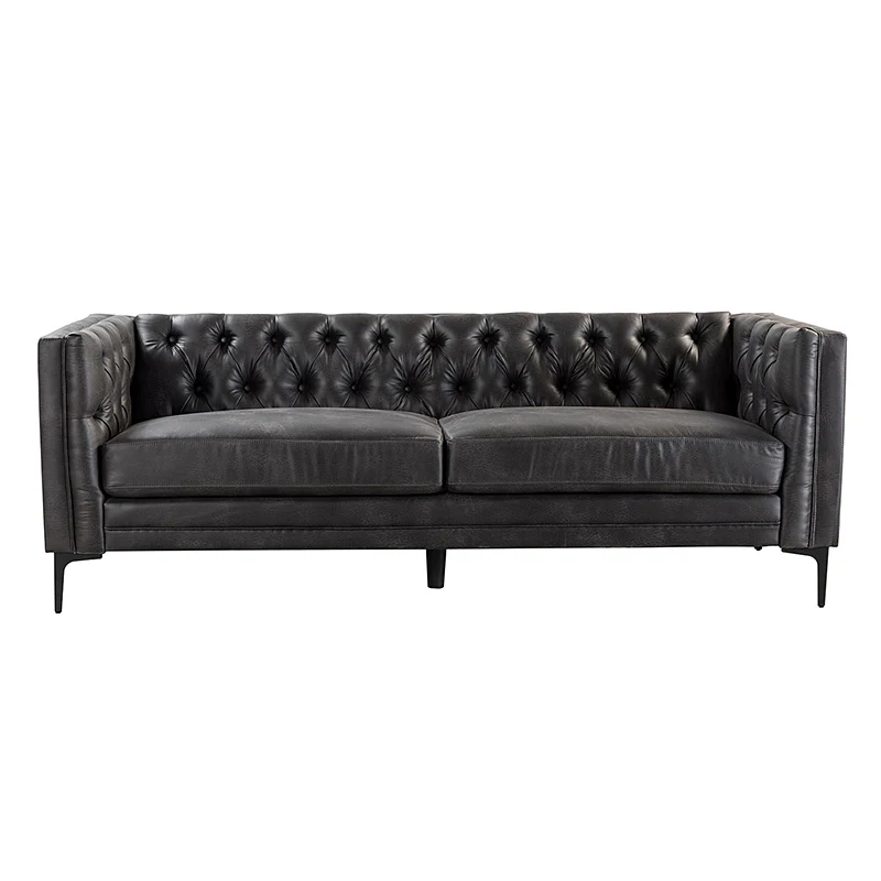 Capsa 84″ Vegan Leather Tufted Sofa – Mid-Century Glam, Durable & Breathable - Image 37