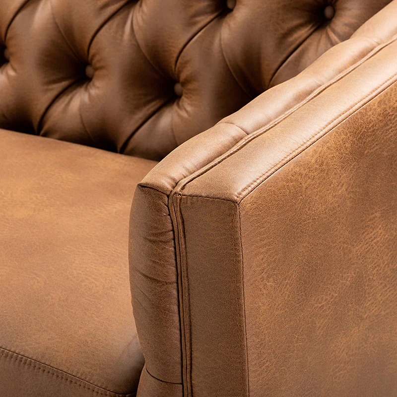 Capsa 84″ Vegan Leather Tufted Sofa – Mid-Century Glam, Durable & Breathable - Image 7