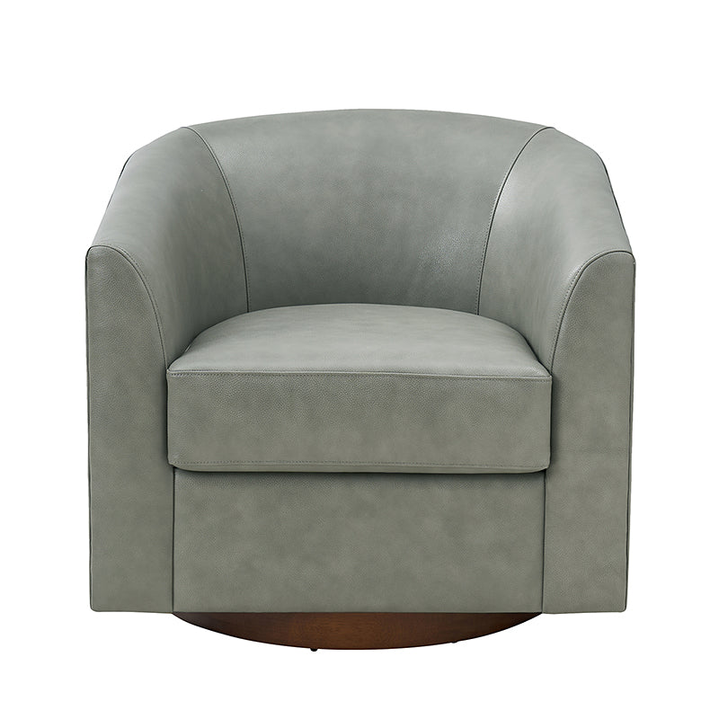 Cathy Geniun Leather Modern Swivel Barrel Chair With Solid Wood Base - Image 20