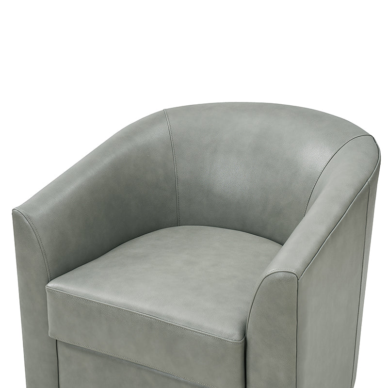 Cathy Geniun Leather Modern Swivel Barrel Chair With Solid Wood Base - Image 22
