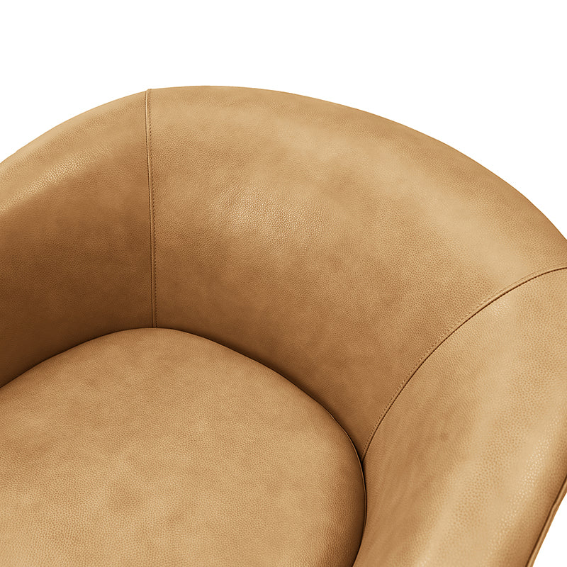 Cathy Geniun Leather Modern Swivel Barrel Chair With Solid Wood Base - Image 6