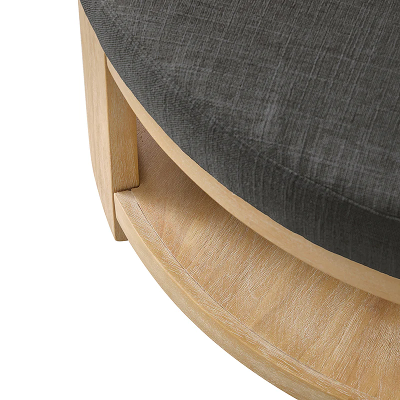 Celestia Modern Linen Round Ottoman with Storage Shelf - Image 15