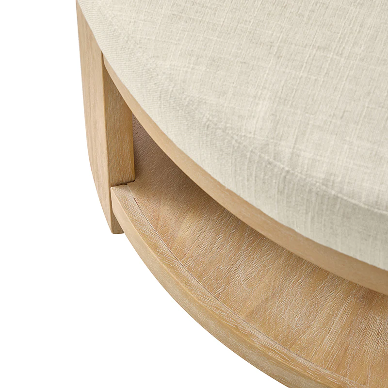 Celestia Modern Linen Round Ottoman with Storage Shelf - Image 23