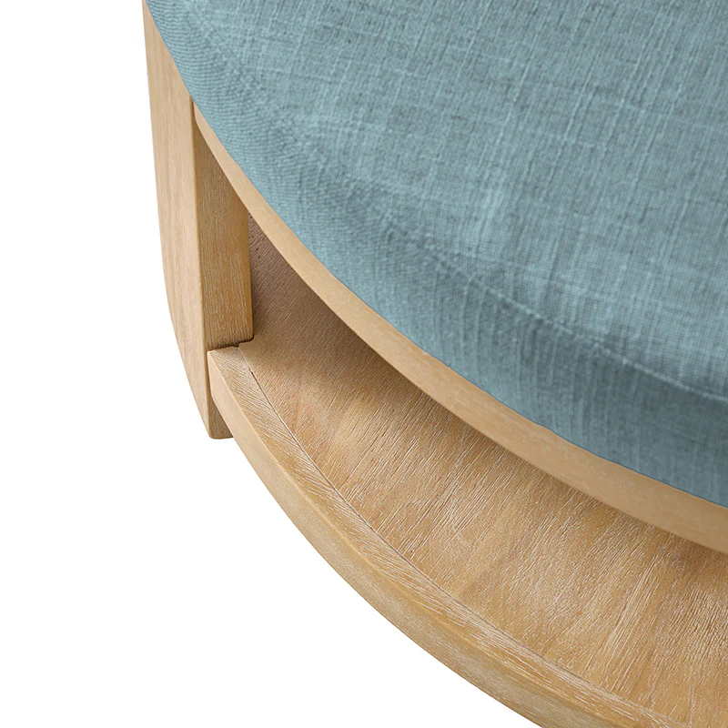 Celestia Modern Linen Round Ottoman with Storage Shelf - Image 7