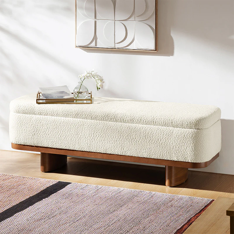Claire Modern Chenille Upholstered Storage Bench - Image 10