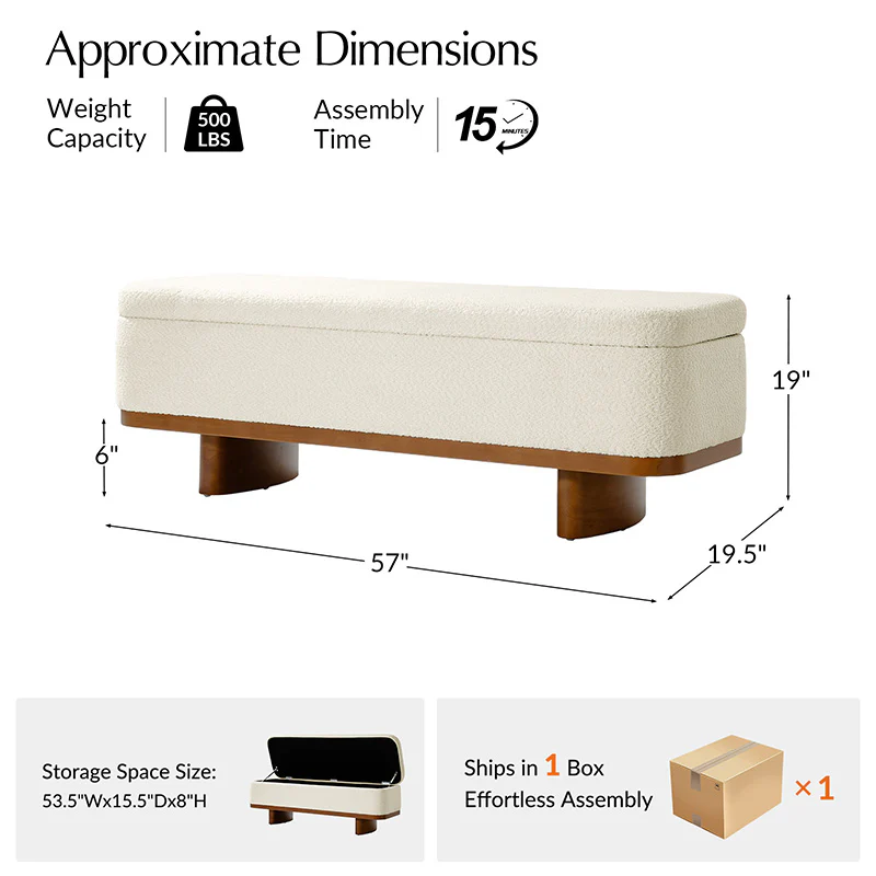 Claire Modern Chenille Upholstered Storage Bench - Image 11