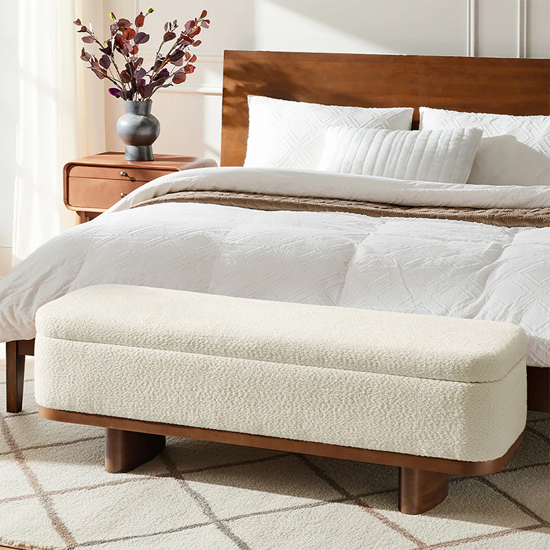 Claire Modern Chenille Upholstered Storage Bench - Image 9