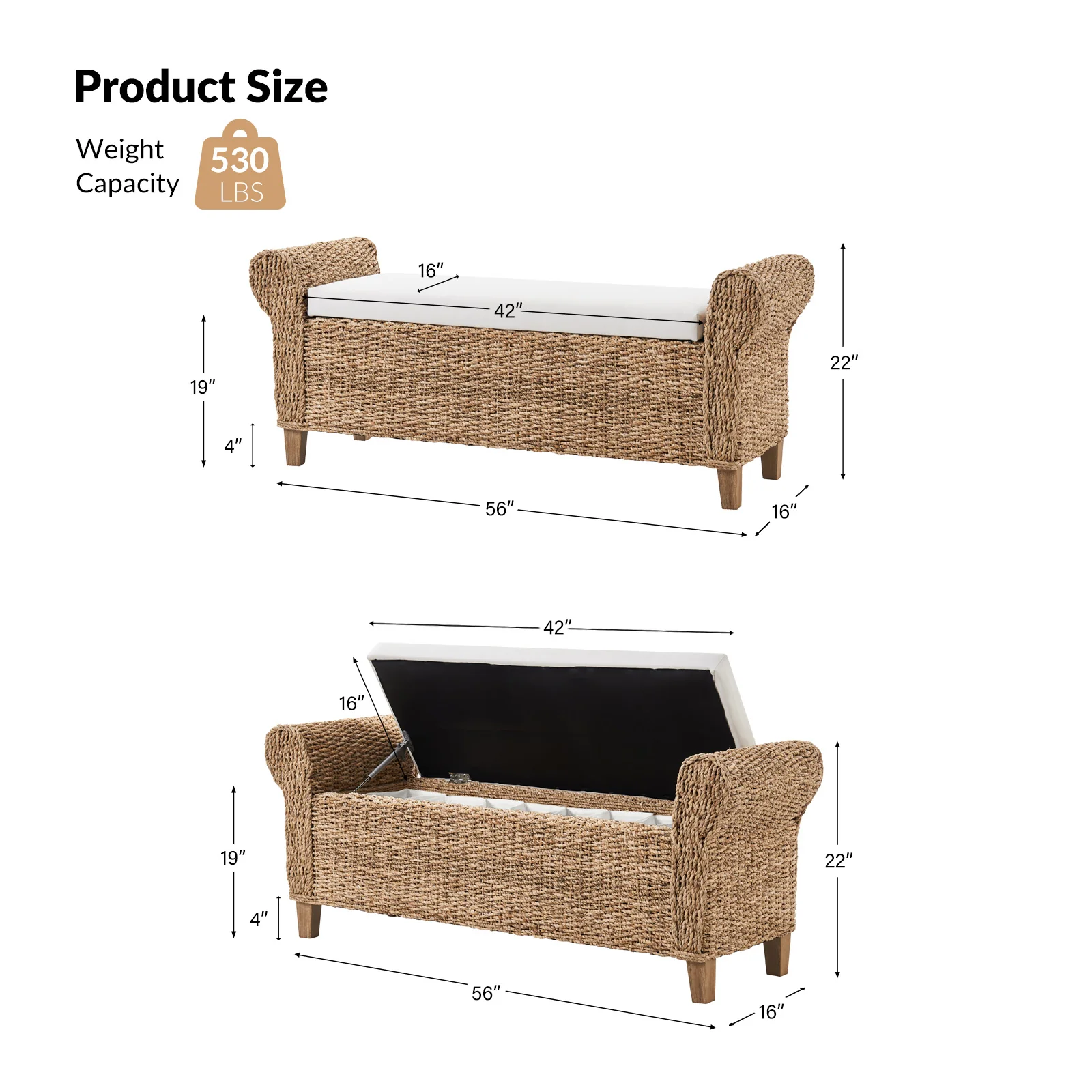 Coastal Charm: Wilhelm Rattan Storage Bench - Image 3