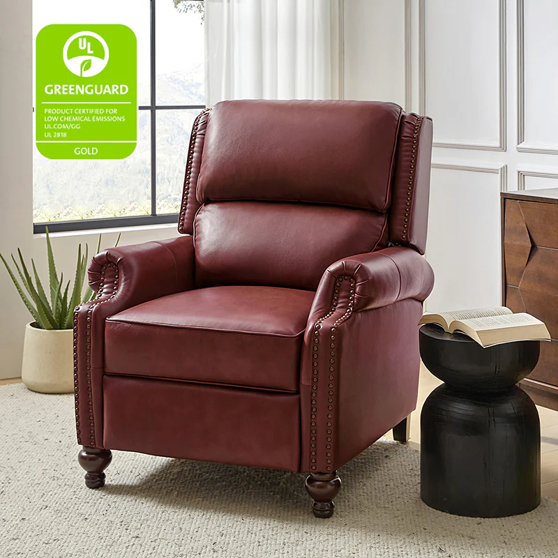 Consuela Mid-century Genuine Leather Recliner - Image 10