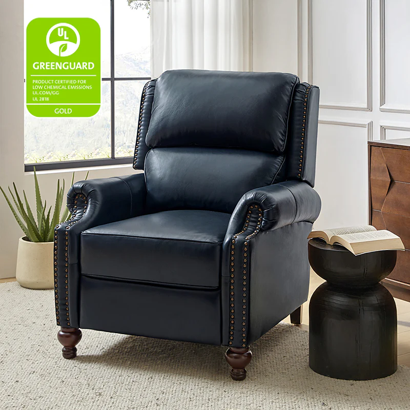 Consuela Mid-century Genuine Leather Recliner - Image 18