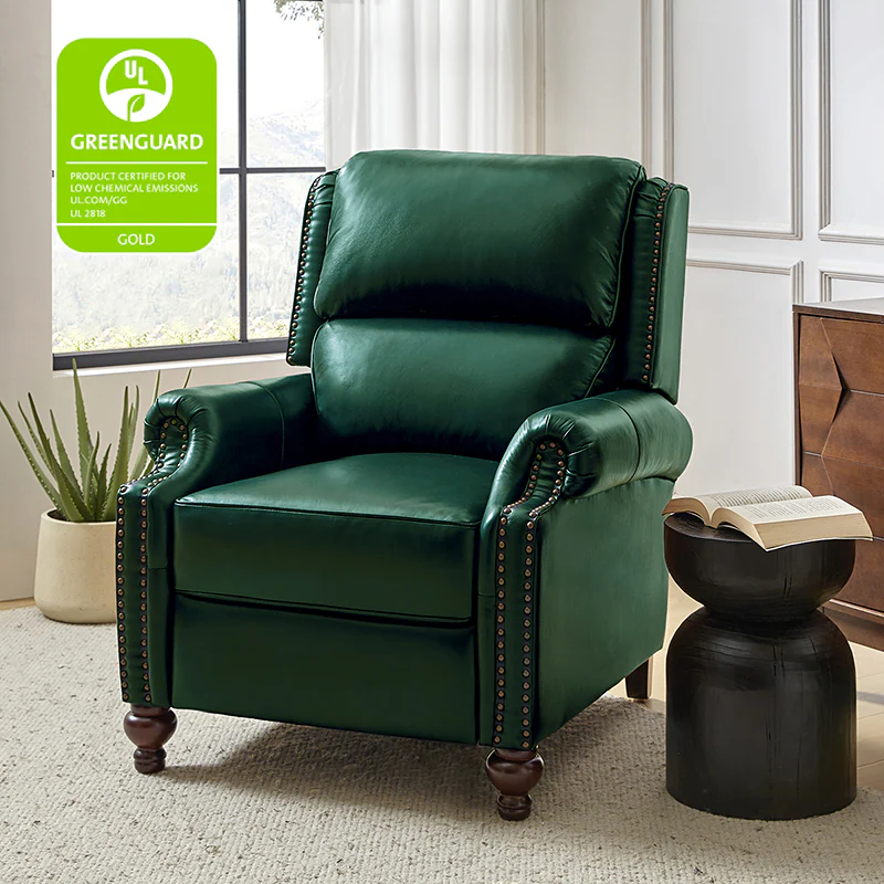 Consuela Mid-century Genuine Leather Recliner - Image 34