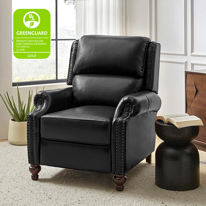 Consuela Mid-century Genuine Leather Recliner - Image 42