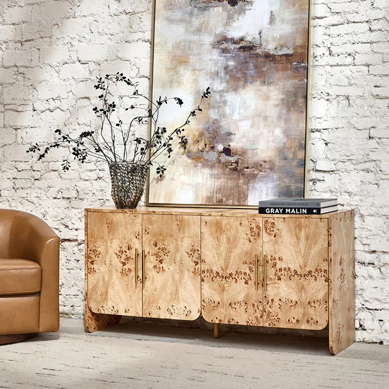 Contemporary Burl Veneer Cabinet for Stylish Living - Image 2