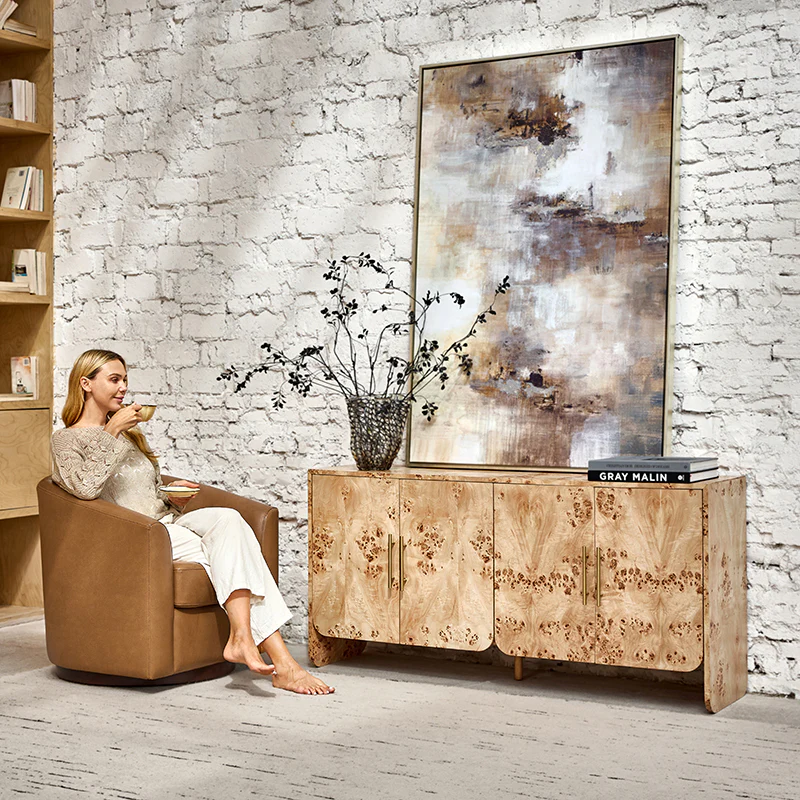 Contemporary Burl Veneer Cabinet for Stylish Living - Image 4