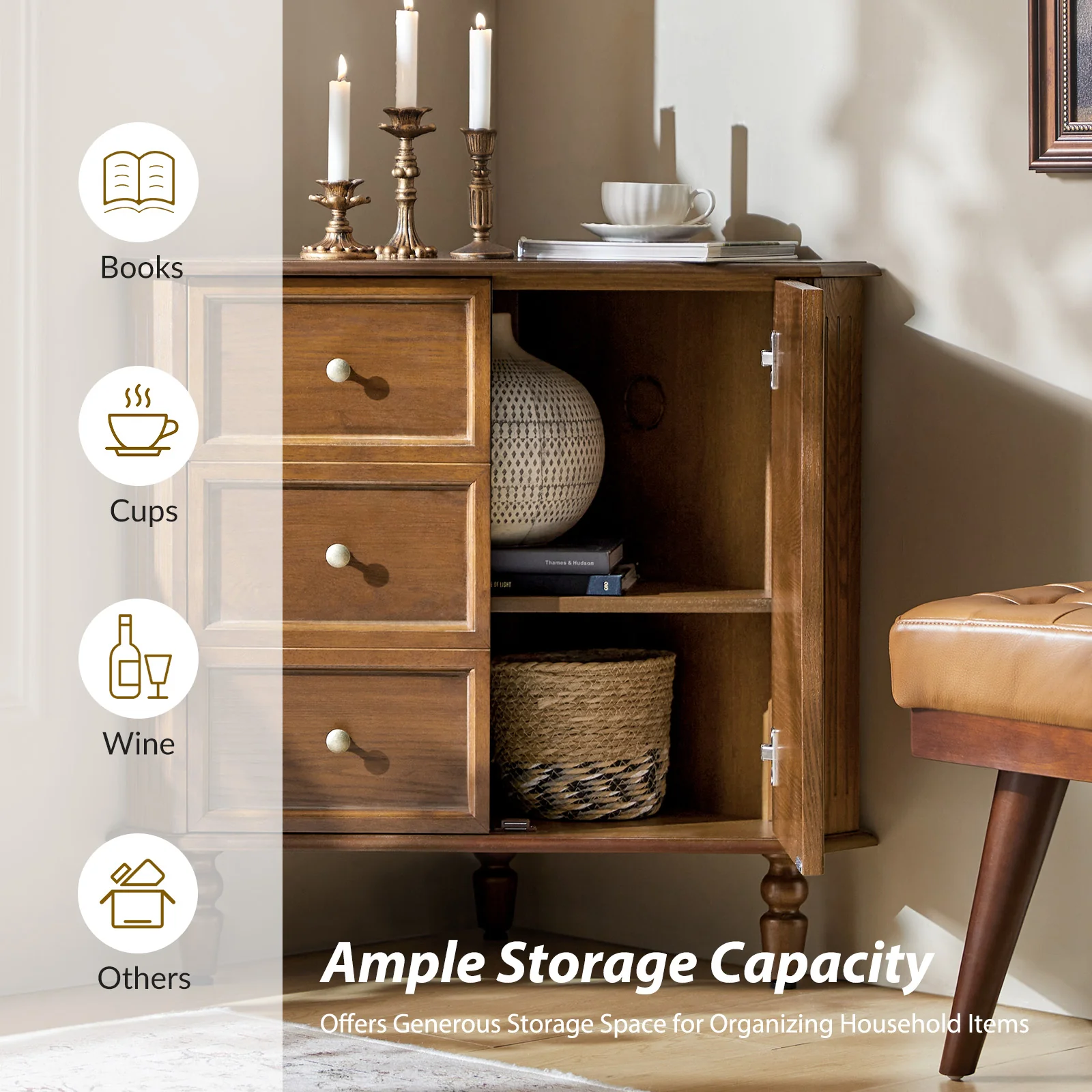 Belle Multifunctional Corner Storage Cabinet - Image 20