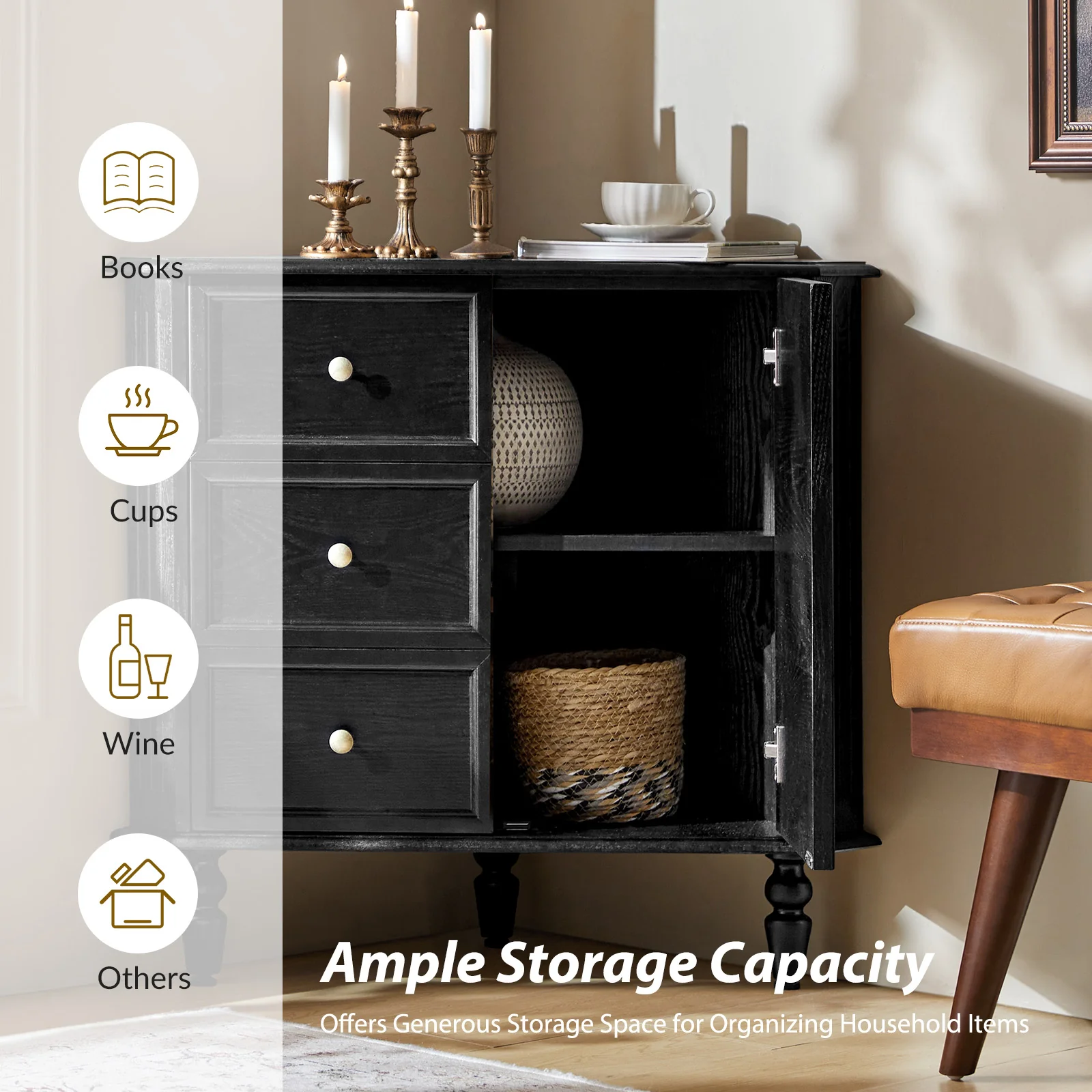 Belle Multifunctional Corner Storage Cabinet - Image 26