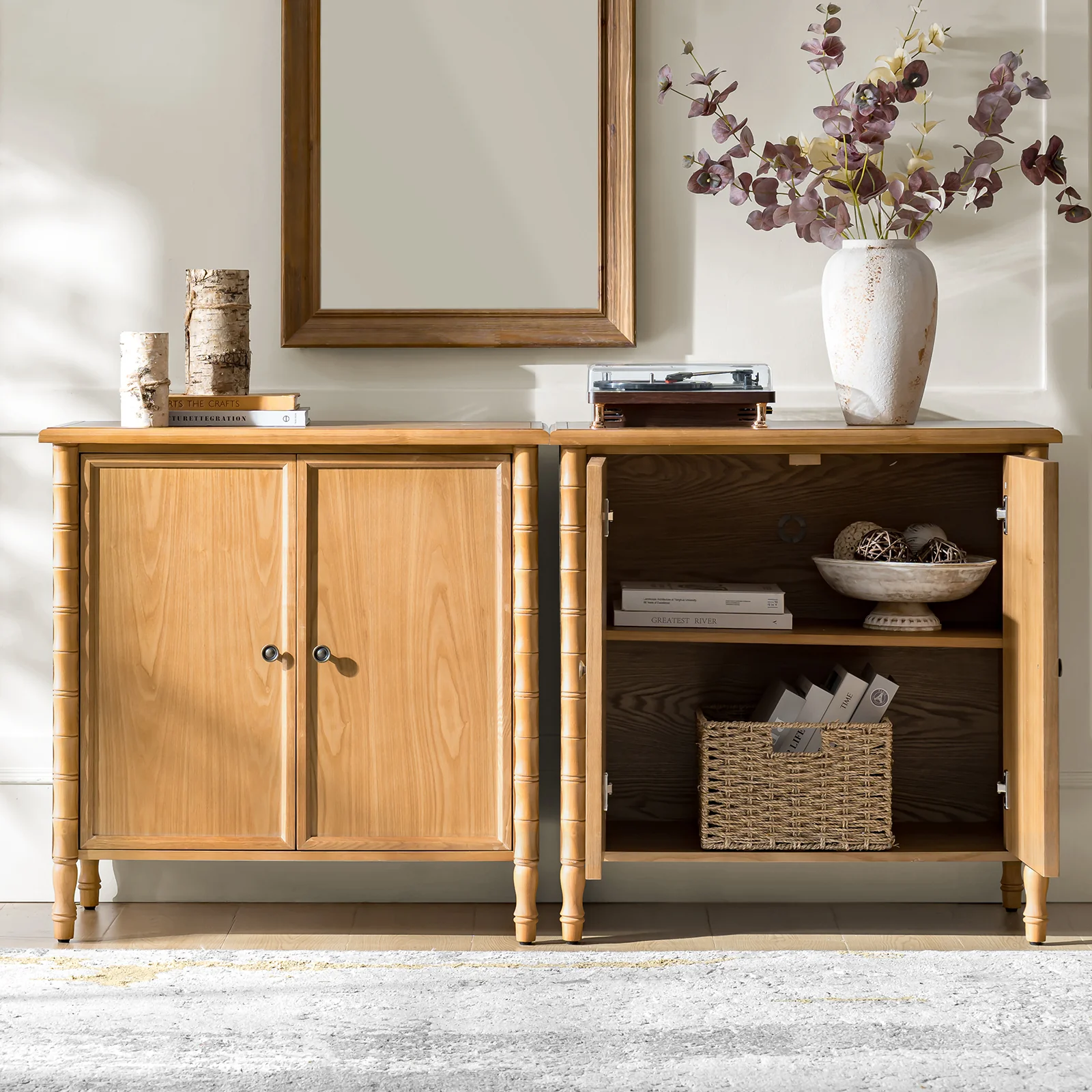 Deb 32" Wood Veneer Accent Cabinet with Adjustable Shelves, Modern Transitional Style - Image 10