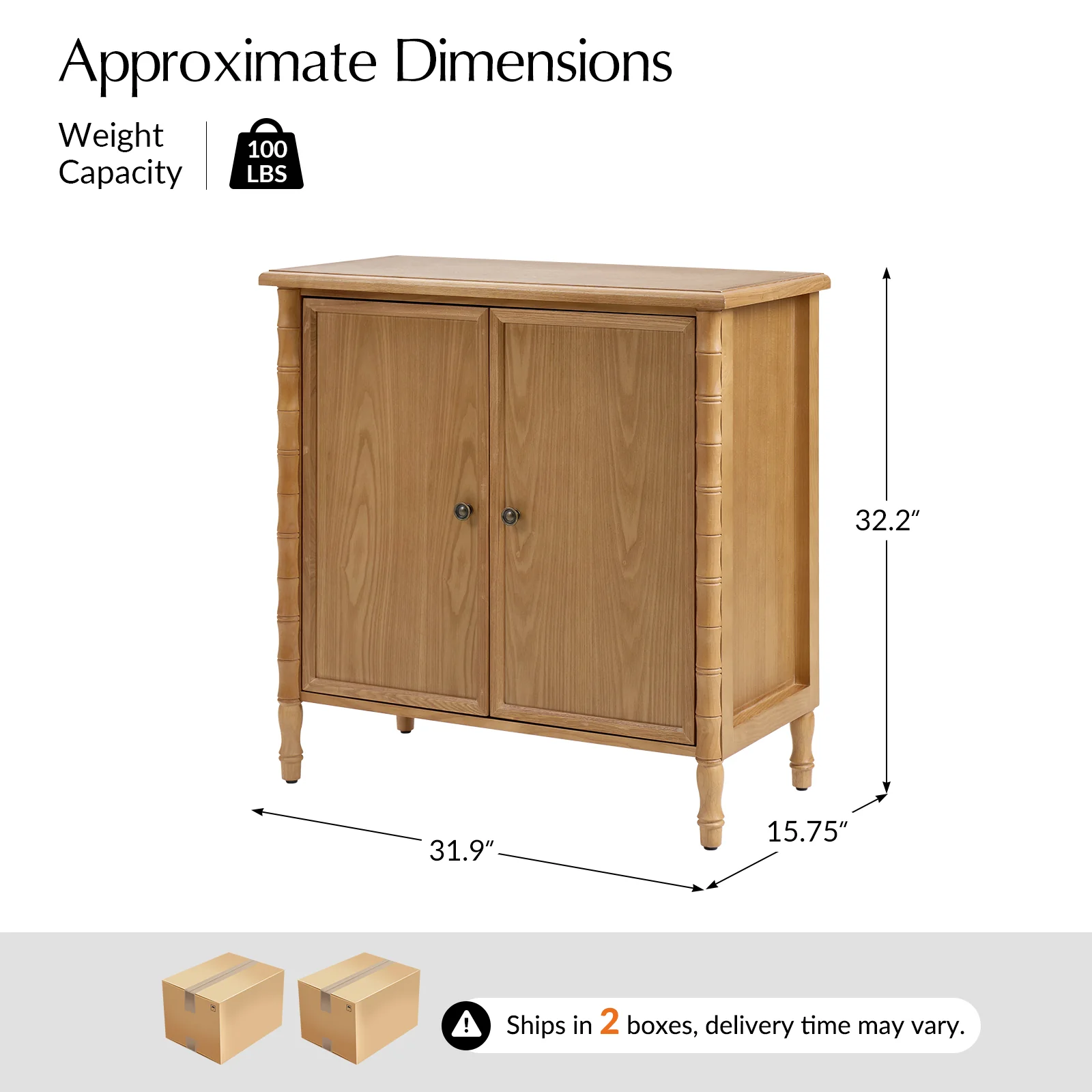 Deb 32" Wood Veneer Accent Cabinet with Adjustable Shelves, Modern Transitional Style - Image 11